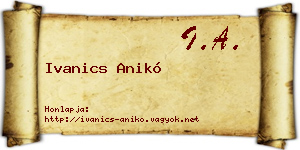 Ivanics Anikó névjegykártya