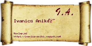 Ivanics Anikó névjegykártya